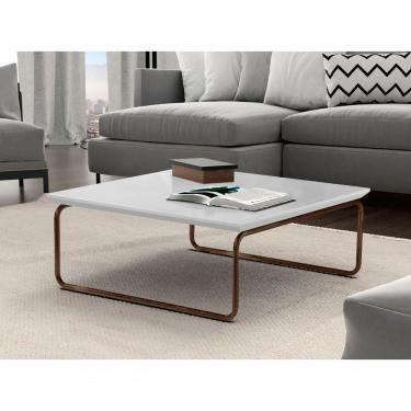 Imagem de Mesa de Centro Kairos Quadrada MDF Metal Pintado 70CM Branco Lar Flex Móveis