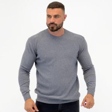 Imagem de Blusa de Lã Dyordhana Texturizada Gola Redonda Masculina, G, Mescla ci