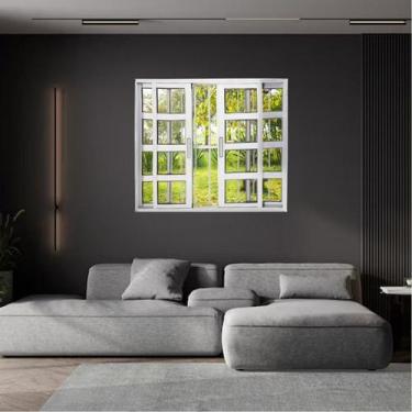 Imagem de Janela Vitrô Travessa de Alumínio 4 Folhas 120 x 120cm com Grade Linha
