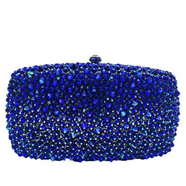Imagem de Boutique De FGG Bolsa clutch de strass com pontas brilhantes para noite, bolsas de mão de cristal para festa de casamento, mini, Azul royal, Small