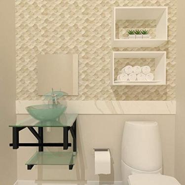 Imagem de GABINETE DE VIDRO PARA BANHEIRO 40CM COM TORNEIRA CASCATA INCOLOR