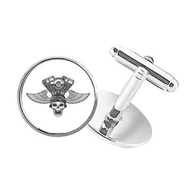 Imagem de DIYthinker Óculos de luz, esqueleto de motocicleta, padrão de botão, redondo, abotoadura