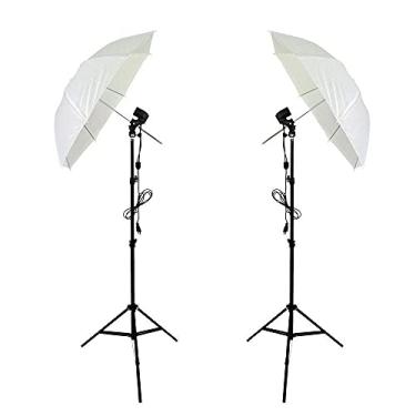 Imagem de Kit Estúdio Fotográfico Greika: 2 Tripés de Iluminação até 2m, Sombrinha Difusora/Suavisadora Branca, Suportes para Sombrinha com Soquete Duplo para Luz Contínua ou Flash Speedlite