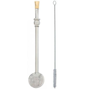 Imagem de Bomba 25cm Chimarrão Terere Banhada Ouro 18 Anel Forma Cuia