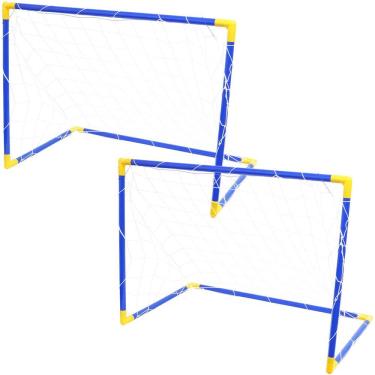 Imagem de 2 Golzinho de Futebol Mini Trave Gol Infantil com Rede Plástico Desmontável 105x78 Importway BW145