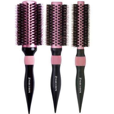 Imagem de Kit 3 Escovas Profissionais Rosa Marco Boni Thermal Metallic