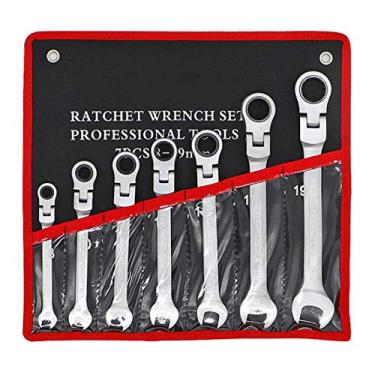 Imagem de HIOD Conjunto de chaves catraca 8-19 mm Metric Flexible Wrench Tool Combinação Multifuncional Open End Spanner incluindo bolsa de armazenamento