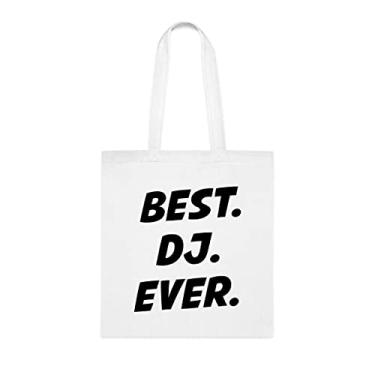 Imagem de Bolsa Tote Dj, Bolsa Best Dj Ever Dj, Presente para Dj, Bolsa de Ombro Dj, Bolsas Reutilizáveis para Dj, Ideia de Presente de Cesta de Aniversário, Branco