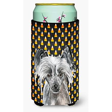 Imagem de Chinese Crested Halloween Candy Corn Tall Boy Beverage Insulator Beverage Insulator Hugger