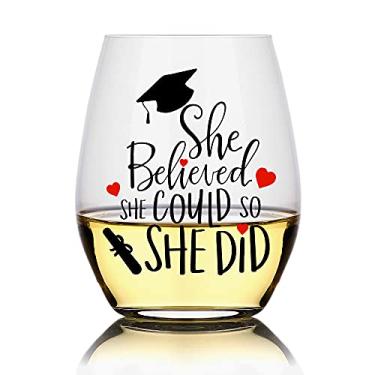 Imagem de Perfectinsoy Taça de vinho She Believed She Could So She Did, presentes inspiradores para mulheres, presentes de parabéns para mulheres, presentes de faculdade para meninas, novos presentes de trabalho para mulheres, chefe Presentes de Ação de Graças