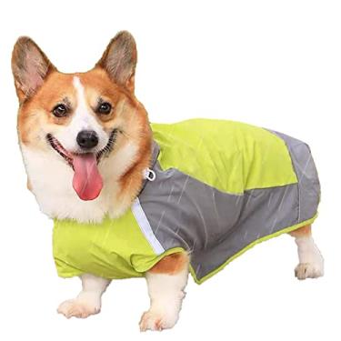 Imagem de Capa de chuva para cães pequenos e médios à prova d'água à prova de vento com tira de reflexão poncho de malha respirável para atividades ao ar livre, verde, M(7