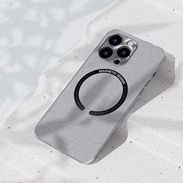 Imagem de Estojo de carregamento magnético sem fio para iphone 14 13 12 11 pro max 14 plus skin couro fino capa traseira dura, prata, para iphone 13 pro