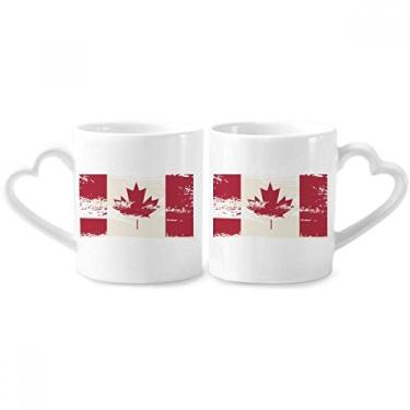 Imagem de Conjunto de canecas de porcelana para casais, com estampa preta e vermelha, sabor canadense, coração