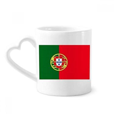 Imagem de Caneca com bandeira nacional de Portugal Europa país caneca café cerâmica copo de coração de vidro