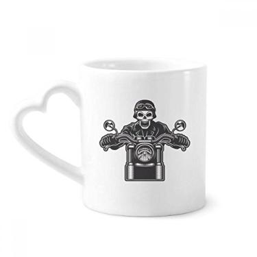 Imagem de Óculos de esqueleto para motocicleta Caneca padrão café cerâmica copo de coração de vidro