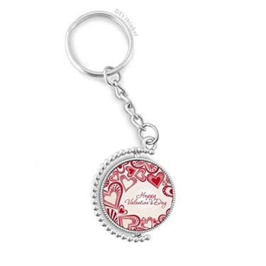 Imagem de Feliz Dia dos Namorados Bonito Coração Vermelho Giratório Chaveiro Anel Acessórios Disco Clipe Corrente, Multicor