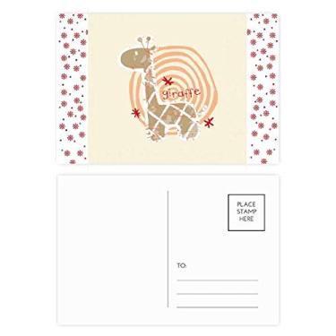 Imagem de Anel de girafa com desenho animado, flor de Natal, celebração, cartão postal de bênção