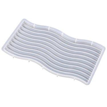 Imagem de Bandeja de molde de silicone | Onda Coaster Bandeja Resina Molde Jóias Bandeja Pratos | Molde de fundição de resina de silicone para suprimentos de decoração de casa de escritório presente Ngumms