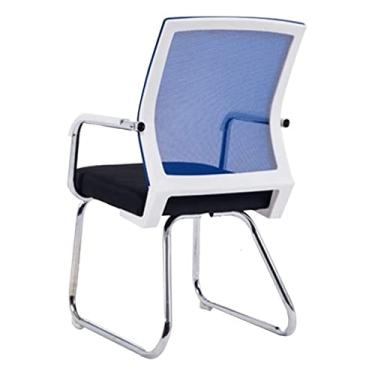 Imagem de cadeira de escritório Cadeira de escritório executiva ergonômica com apoio de braço Cadeira de funcionário Cadeira de computador Assento estofado de malha Cadeira de jogo Cadeira (cor: azul) needed