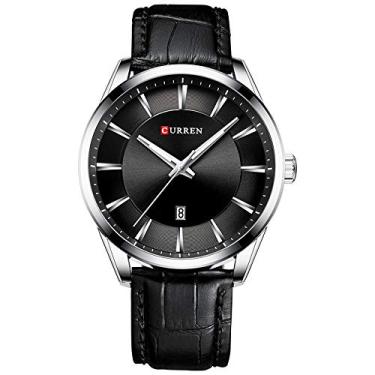 Imagem de reloj de los hombres,Henniu 8365 Relógio de pulso de homem de quartzo para homens com pulseira de couro, calendário, indicador de data, relógios masculinos à prova d'água, acessórios vestíveis
