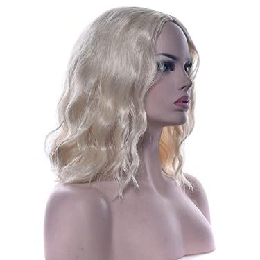 Imagem de IMISSU Perucas de cabelo curto afro encaracolado peruca cosplay fantasia de dia das bruxas chapéu de festa para mulheres (613 Loira)