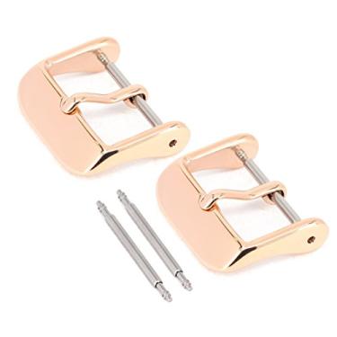 Imagem de Pacote com 2 pulseiras de relógio de substituição com fivela, fecho de pulseira de relógio Wellfit , escolha de cor e tamanho, acabamento PVD a vácuo, Ouro rosa, 22mm, Moderno