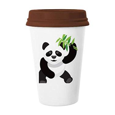 Imagem de Caneca de cerâmica com estampa de arte tradicional de bambu panda chinesa para copo de café