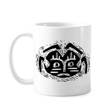 Imagem de Caneca indiana preta de totem com círculo assustador de cerâmica xícara de porcelana de café