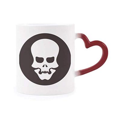 Imagem de Caneca de grés sensível ao calor Happy Halloween vazada caveira vermelha muda de cor