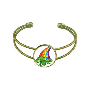 Imagem de Clover Rainbow Ireland St.Patrick's Day Bracelete retrô com punho aberto