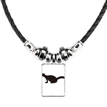 Imagem de DIYthinker Colar Black Polecat Animal Portrayal Jewelry Torque Leather Rope Pendant