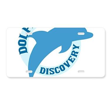 Imagem de Placa de licença Blue Ocean Streamline padrão golfinho placa decoração aço inoxidável automóvel