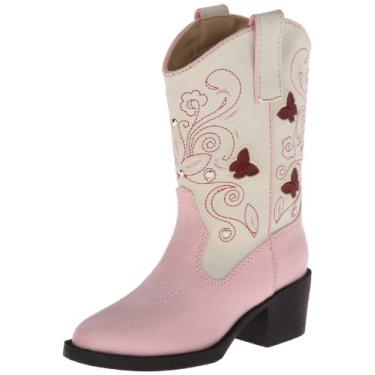 Imagem de Bota western com borboleta iluminada Roper (infantil), Pink/White, 9 Toddler