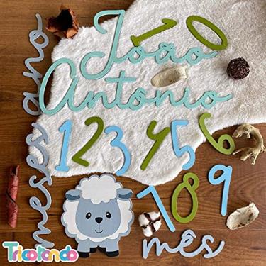 Imagem de Kit Mesversário com Ovelha em MDF Pintado