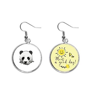 Imagem de China National Treasure Panda Contorno orelha gota sol flor brinco joia moda