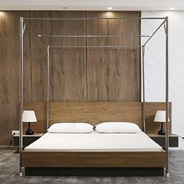 Imagem de Suporte De Rede Mosquiteira De 4 Cantos, Suporte De Dossel De Cama, Estrutura De Rede Mosquiteira De Aço Inoxidável Com Fortes Conectores De Metal Em T, Adequado Para Cama De Solteiro/completa/que