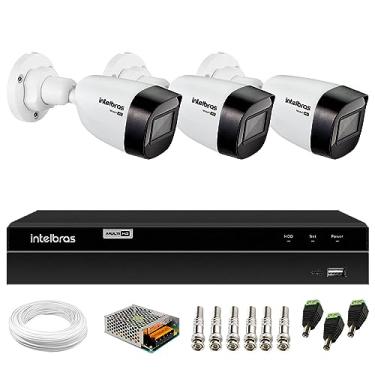 Imagem de Kit 3 Câmeras Intelbras VHD 1130 B HD 720p Bullet com Lente 2.8mm Visão Noturna 30m Resistente à Chuva IP67 + DVR Intelbras MHDX 1204 4 Canais