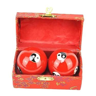 Imagem de YIJU 2x Bolas de Massagem Baoding Balls com Caixa de Armazenamento Presente Portátil Alivia Rigidez Relaxamento Exercício Chinês Handebol para Pais Idosos, Gossip Red