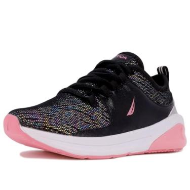 Imagem de Nautica Tênis infantil com cadarço confortável tênis de corrida |Menino - menina|criança pequena/criança grande, Black Metallic-forge Pond 2, 1 Little Kid