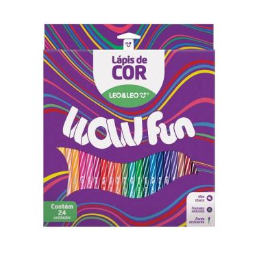 Imagem de Lápis de Cor Escolar Redondo 24 Cores Wow Fun Leo & Leo