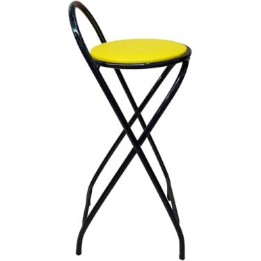Imagem de Banqueta Alta Articulável e Dobravel com 70 cm de Altura (Assento Amarelo)