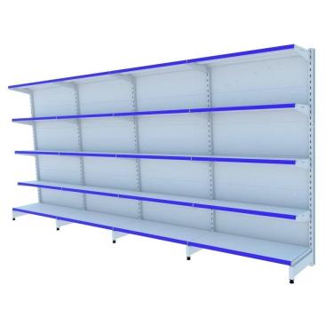 Imagem de Gondola Parede 170 Fit Ate 4 Metros Branco 20 Bandeja Pe Azu