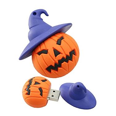 Imagem de Flash Drive USB 2.0 em forma de abóbora de 128 GB, pen drive USB Flash Disk Pen Drive U Disk Flash Memory Pen Drive com corrente (marrom)