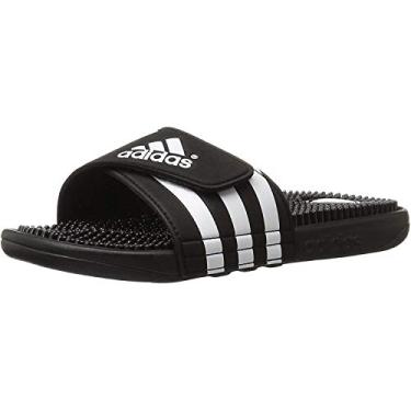 Imagem de adidas Sandália masculina Adissage Slides, preto/branco/preto, 45, Preto/Preto/Branco, 18