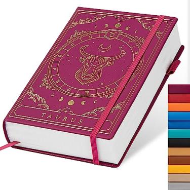 Imagem de TIEFOSSI Caderno de diário pontilhado Constelações-A5 com papel de 100gsm 400 páginas, organizador de balas de capa dura para mulheres, homens, adolescentes (Touro)
