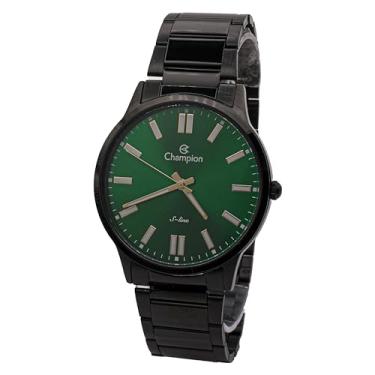 Imagem de Relógio Masculino Champion Aço Inoxidável Preto Mostrador Verde Analógico S-Line Resistente a Água CN21096G