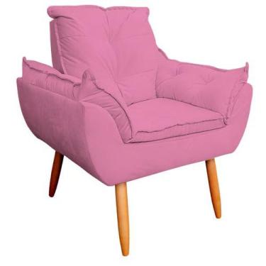 Imagem de Poltrona Decorativa Opala Sala De Estar Tecido Suede Rosa Kimi Decor -