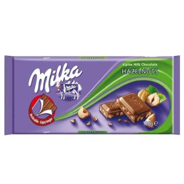 Imagem de Chocolate Milka Hazelnuts Avelãs 100g Importado Da Alemanha