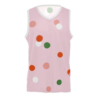 Imagem de KLL Camisa de basquete minimalista com bolinhas rosa vestuário para casa e fora camisas esportivas masculinas para homens e mulheres, Ponto rosa minimalista, M