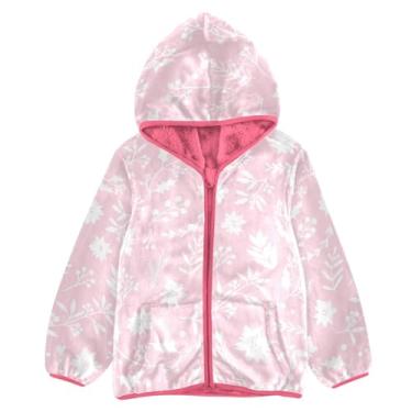 Imagem de Jaqueta de lã infantil floral de Natal inverno jaqueta com capuz rosa menino jaqueta com zíper, Floral de Natal e inverno, 9-10 Anos